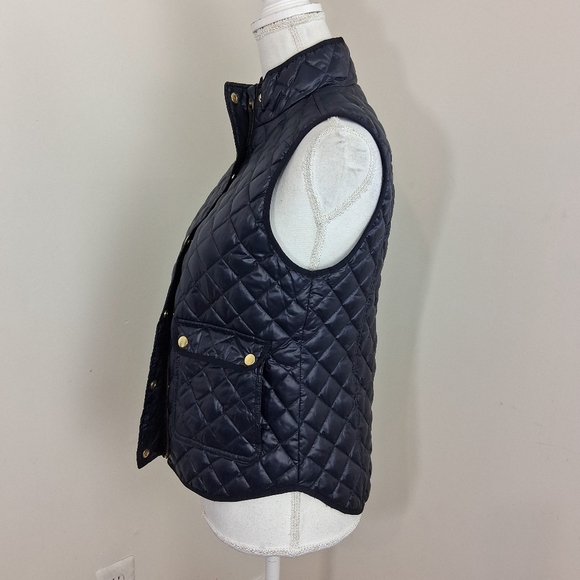 J-CREW Quilted Navy Blue Down Filled Puffer Vest Size Small - Picture 8 of 9